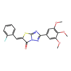 (5Z)-5-(2-fluorobenzylidene)-2-(3,4,5-trimethoxyphenyl)[1,3]thiazolo[3,2-b][1,2,4]triazol-6(5H)-one structure