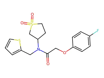 N-(1,1-dioxothiolan-3-yl)-2-(4-fluorophenoxy)-N-(thiophen-2-ylmethyl)acetamide structure