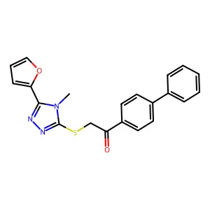 1-(biphenyl-4-yl)-2-(5-(furan-2-yl)-4-methyl-4H-1,2,4-triazol-3-ylthio)ethanone structure