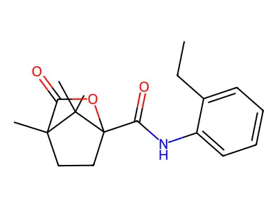 N-(2-ethylphenyl)-4,7,7-trimethyl-3-oxo-2-oxabicyclo[2.2.1]heptane-1-carboxamide structure
