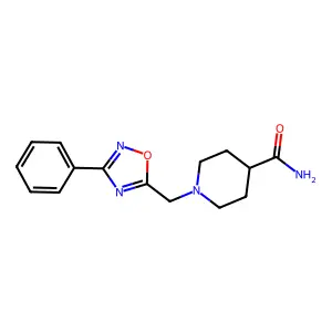 1-[(3-Phenyl-1,2,4-oxadiazol-5-yl)methyl]piperidine-4-carboxamide structure