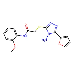2-((4-amino-5-(furan-2-yl)-4H-1,2,4-triazol-3-yl)thio)-N-(2-methoxyphenyl)acetamide structure