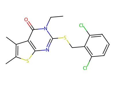 2-((2,6-Dichlorobenzyl)thio)-3-ET-5,6-dimethylthieno(2,3-D)pyrimidin-4(3H)-one structure