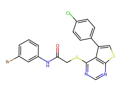 N-(3-bromophenyl)-2-{[5-(4-chlorophenyl)thieno[2,3-d]pyrimidin-4-yl]sulfanyl}acetamide structure