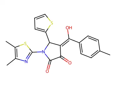 1-(4,5-dimethyl-1,3-thiazol-2-yl)-3-hydroxy-4-(4-methylbenzoyl)-5-(thiophen-2-yl)-2,5-dihydro-1H-pyrrol-2-one structure