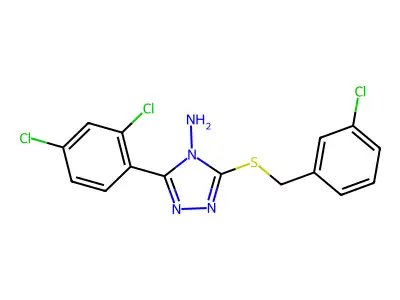 3-(2,4-Dichlorophenyl)-5-[(3-chlorophenyl)methylthio]-1,2,4-triazole-4-ylamine structure