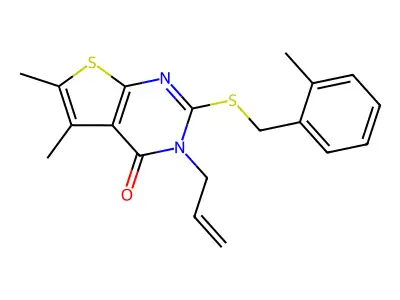 5,6-dimethyl-2-[(2-methylbenzyl)sulfanyl]-3-(prop-2-en-1-yl)thieno[2,3-d]pyrimidin-4(3H)-one structure