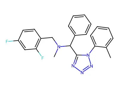 N-[(2,4-Difluorophenyl)methyl]-N-methyl-1-[1-(2-methylphenyl)-1H-tetrazol-5-yl]-1-phenylmethanamine structure