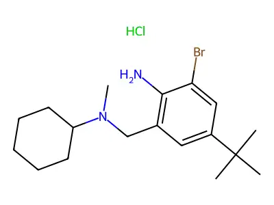 Benzenemethanamine, 2-amino-3-bromo-N-cyclohexyl-5-(1,1-dimethylethyl)-N-methyl-, monohydrochloride structure