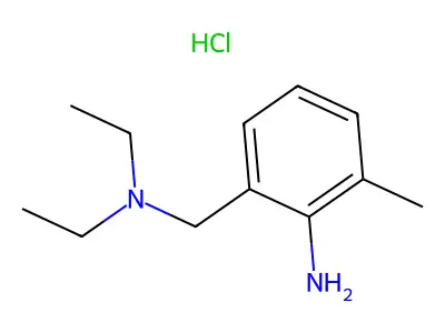 Benzenemethanamine, 2-amino-N,N-diethyl-3-methyl-, monohydrochloride structure