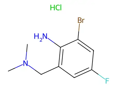 Benzenemethanamine, 2-amino-3-bromo-N,N-dimethyl-5-fluoro-, monohydrochloride structure