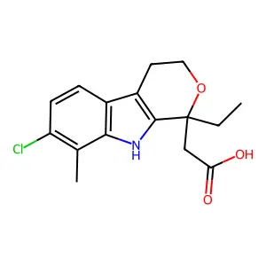 2-(7-chloro-1-ethyl-8-methyl-4,9-dihydro-3H-pyrano[3,4-b]indol-1-yl)acetic acid structure