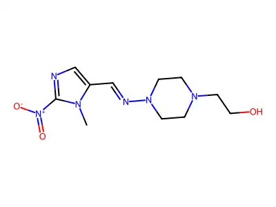 2-[4-[(3-Methyl-2-nitro-imidazol-4-yl)methylideneamino]piperazin-1-yl]ethanol structure