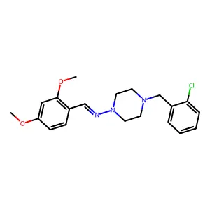N-[4-[(2-chlorophenyl)methyl]piperazin-1-yl]-1-(2,4-dimethoxyphenyl)methanimine structure