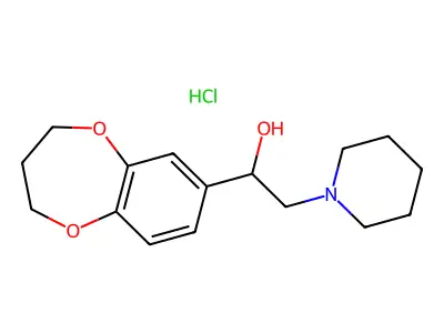 1-(3,4-dihydro-2H-1,5-benzodioxepin-7-yl)-2-piperidin-1-ylethanol;hydrochloride structure