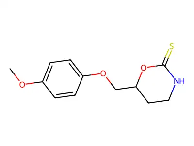 2H-1,3-Oxazine-2-thione, 3,4,5,6-tetrahydro-6-(4-methoxyphenoxymethyl)- structure