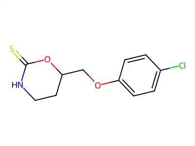 2H-1,3-Oxazine-2-thione, 3,4,5,6-tetrahydro-6-(4-chlorophenoxymethyl)- structure