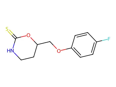 2H-1,3-Oxazine-2-thione, 3,4,5,6-tetrahydro-6-(4-fluorophenoxymethyl)- structure
