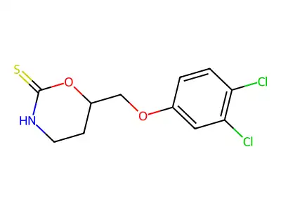 2H-1,3-Oxazine-2-thione, 3,4,5,6-tetrahydro-6-(3,4-dichlorophenoxymethyl)- structure