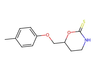 2H-1,3-Oxazine-2-thione, 3,4,5,6-tetrahydro-6-(p-tolyloxymethyl)- structure