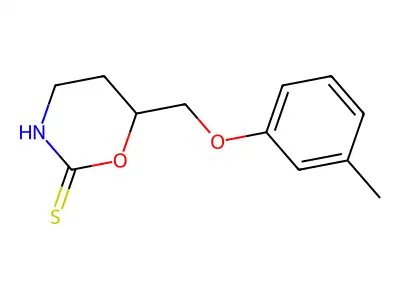 2H-1,3-Oxazine-2-thione, 3,4,5,6-tetrahydro-6-(m-tolyloxymethyl)- structure