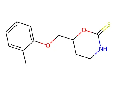 2H-1,3-Oxazine-2-thione, 3,4,5,6-tetrahydro-6-(o-tolyloxymethyl)- structure