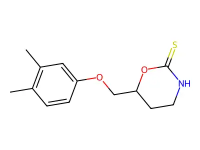 2H-1,3-Oxazine-2-thione, 3,4,5,6-tetrahydro-6-(3,4-xylyloxymethyl)- structure