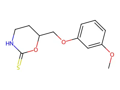 2H-1,3-Oxazine-2-thione, 3,4,5,6-tetrahydro-6-(3-methoxyphenoxymethyl)- structure