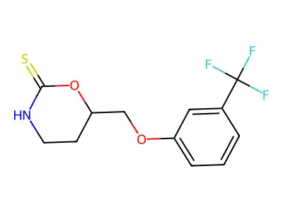 2H-1,3-Oxazine-2-thione, 3,4,5,6-tetrahydro-6-(3-trifluoromethylphenoxymethyl)- structure