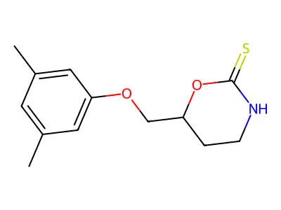 2H-1,3-Oxazine-2-thione, 3,4,5,6-tetrahydro-6-(3,5-xylyloxymethyl)- structure
