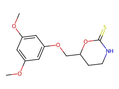 2H-1,3-Oxazine-2-thione, 3,4,5,6-tetrahydro-6-(3,5-dimethoxyphenoxymethyl)- structure