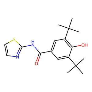 3,5-ditert-butyl-4-hydroxy-N-(1,3-thiazol-2-yl)benzamide structure