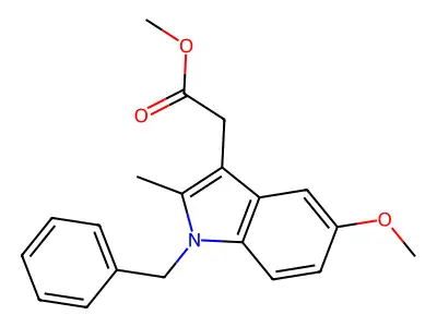 1H-Indole-3-acetic acid, 5-methoxy-2-methyl-1-(phenylmethyl)-, methyl ester structure