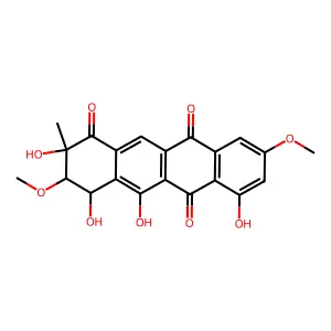 2,4,5,7-Tetrahydroxy-3,9-dimethoxy-2-methyl-3,4-dihydrotetracene-1,6,11-trione structure
