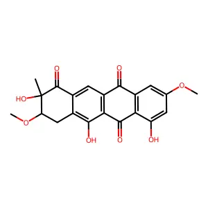 2,5,7-Trihydroxy-3,9-dimethoxy-2-methyl-3,4-dihydrotetracene-1,6,11-trione structure
