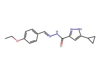 (E)-3-cyclopropyl-N'-(4-ethoxybenzylidene)-1H-pyrazole-5-carbohydrazide structure