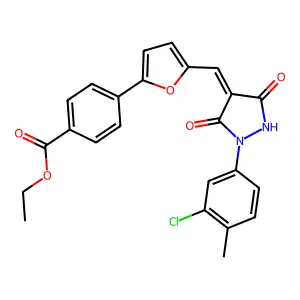 ethyl 4-(5-{[(4Z)-1-(3-chloro-4-methylphenyl)-3,5-dioxopyrazolidin-4-ylidene]methyl}furan-2-yl)benzoate structure