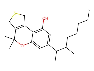 1,4-Dihydro-4,4-dimethyl-7-(1,2-dimethylheptyl)-3H-thieno(3,4-c)(1)benzopyran-9-ol structure