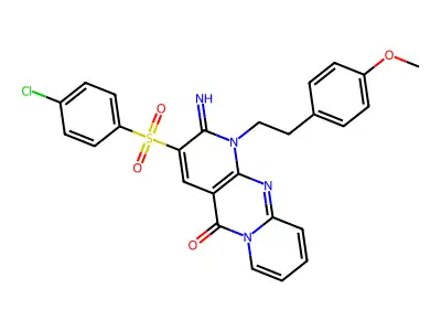 3-[(4-chlorophenyl)sulfonyl]-2-imino-1-[2-(4-methoxyphenyl)ethyl]-1,2-dihydro-5H-dipyrido[1,2-a:2',3'-d]pyrimidin-5-one structure