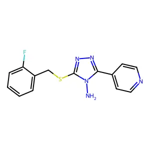 3-[(2-Fluorophenyl)methylsulfanyl]-5-pyridin-4-yl-1,2,4-triazol-4-amine structure