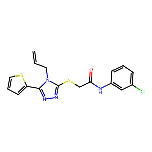 2-((4-Allyl-5-(2-thienyl)-4H-1,2,4-triazol-3-YL)thio)-N-(3-CL-PH)acetamide structure