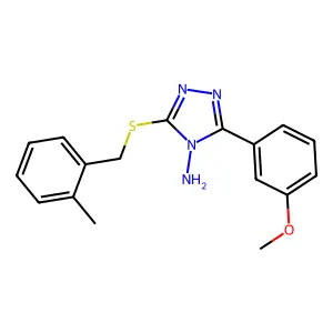 5-(3-Methoxyphenyl)-3-[(2-methylphenyl)methylthio]-1,2,4-triazole-4-ylamine structure