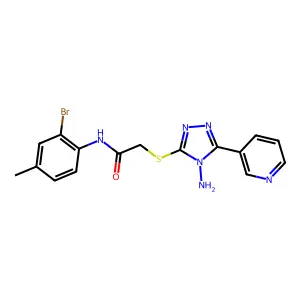 2-(4-amino-5-(3-pyridyl)(1,2,4-triazol-3-ylthio))-N-(2-bromo-4-methylphenyl)ac etamide structure