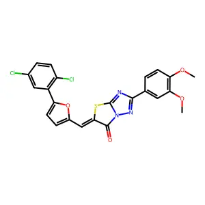 (5Z)-5-{[5-(2,5-dichlorophenyl)furan-2-yl]methylidene}-2-(3,4-dimethoxyphenyl)[1,3]thiazolo[3,2-b][1,2,4]triazol-6(5H)-one structure