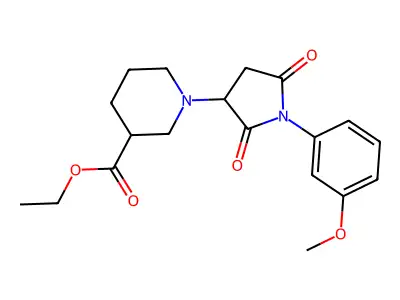 Ethyl 1-(1-(3-methoxyphenyl)-2,5-dioxopyrrolidin-3-yl)piperidine-3-carboxylate structure