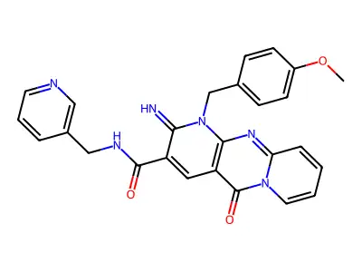 2-imino-1-(4-methoxybenzyl)-5-oxo-N-(pyridin-3-ylmethyl)-1,5-dihydro-2H-dipyrido[1,2-a:2',3'-d]pyrimidine-3-carboxamide structure