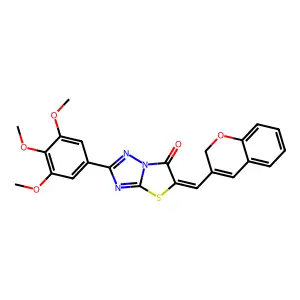 (5Z)-5-(2H-chromen-3-ylmethylene)-2-(3,4,5-trimethoxyphenyl)[1,3]thiazolo[3,2-b][1,2,4]triazol-6(5H)-one structure