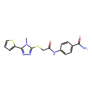 4-[[2-[(4-methyl-5-thiophen-2-yl-1,2,4-triazol-3-yl)sulfanyl]acetyl]amino]benzamide structure