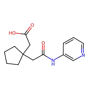 2-{[(N-(3-pyridyl)carbamoyl)methyl]cyclopentyl}acetic acid structure