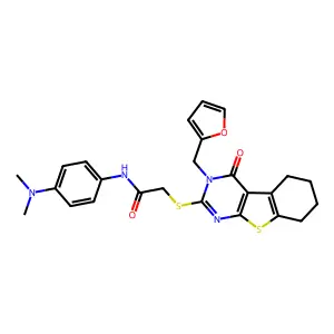 N-[4-(dimethylamino)phenyl]-2-{[3-(furan-2-ylmethyl)-4-oxo-3,4,5,6,7,8-hexahydro[1]benzothieno[2,3-d]pyrimidin-2-yl]sulfanyl}acetamide structure